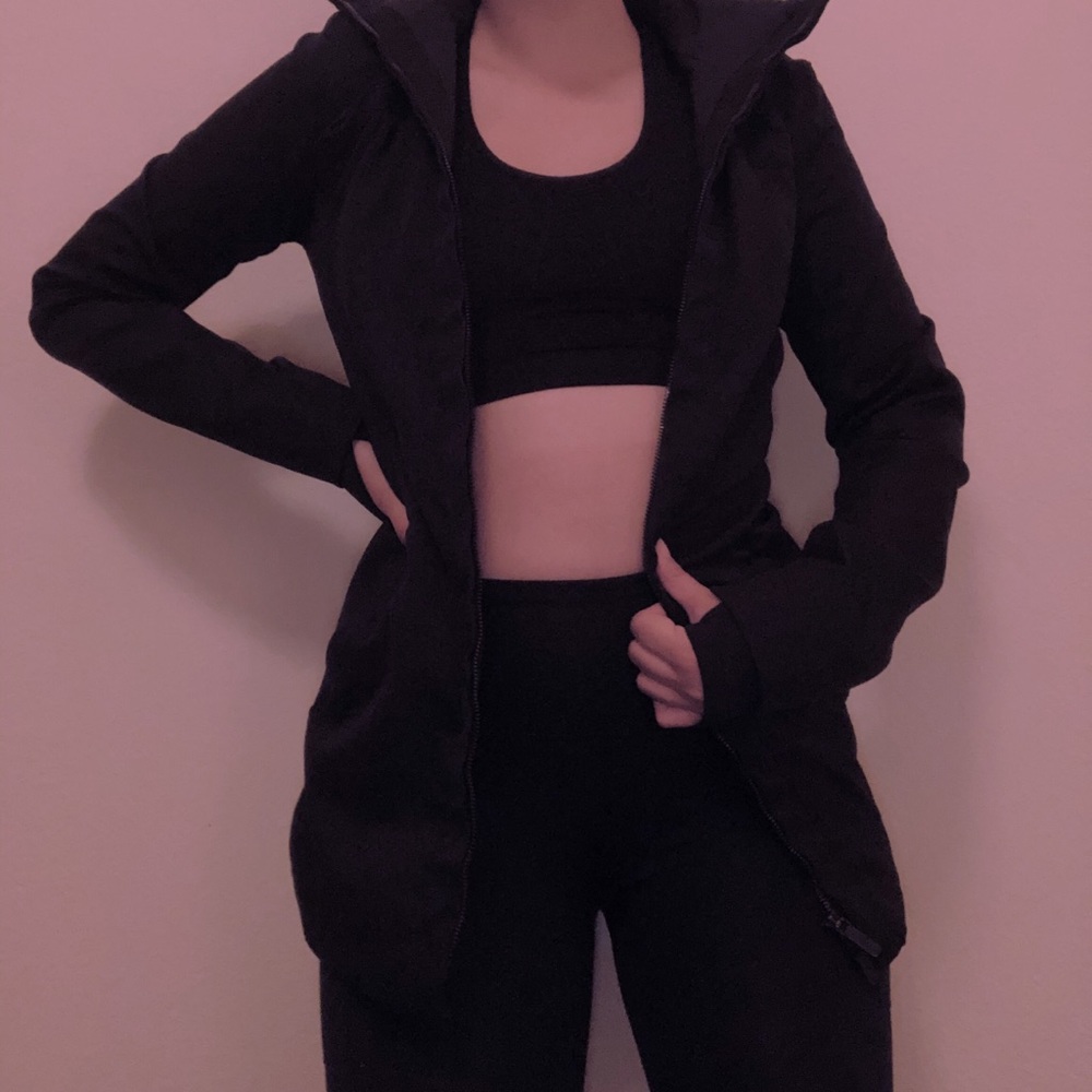Lululemon long, athletic rain jacket